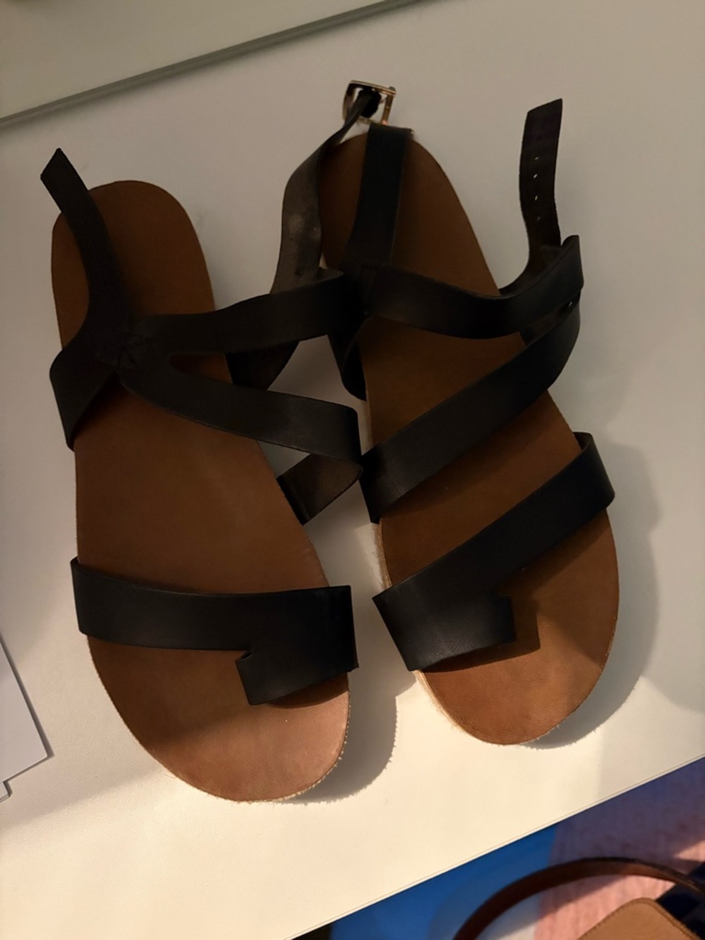 Women’s Black Leather Strappy Sandals